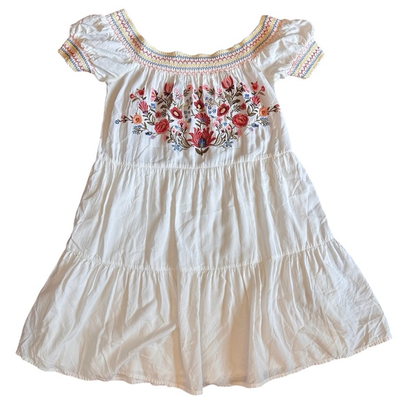 Forever 21 Other - Forever 21 White Girls’ Embroidered Floral Tiered Dress Size L